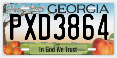 GA license plate PXD3864