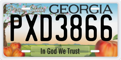 GA license plate PXD3866