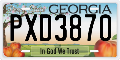 GA license plate PXD3870