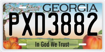 GA license plate PXD3882