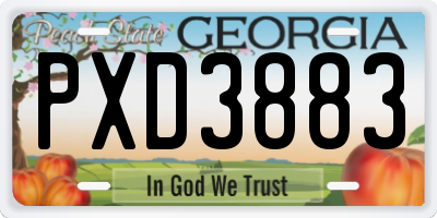 GA license plate PXD3883