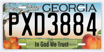 GA license plate PXD3884