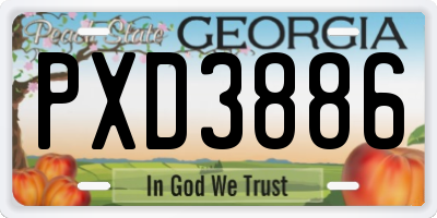 GA license plate PXD3886