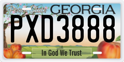 GA license plate PXD3888