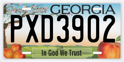 GA license plate PXD3902