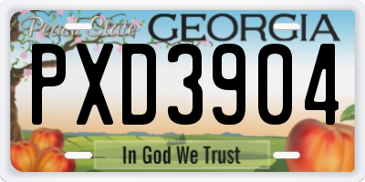 GA license plate PXD3904