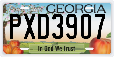 GA license plate PXD3907