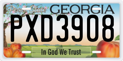 GA license plate PXD3908