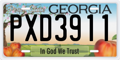 GA license plate PXD3911
