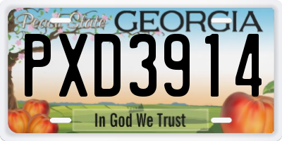 GA license plate PXD3914