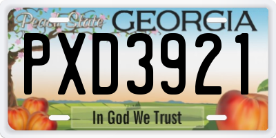 GA license plate PXD3921