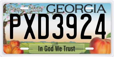 GA license plate PXD3924