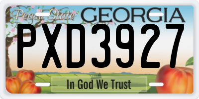 GA license plate PXD3927