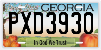 GA license plate PXD3930