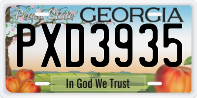 GA license plate PXD3935