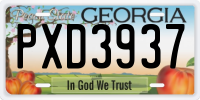 GA license plate PXD3937