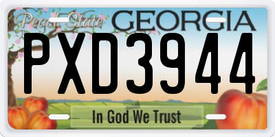 GA license plate PXD3944