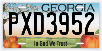 GA license plate PXD3952