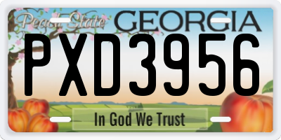 GA license plate PXD3956