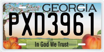 GA license plate PXD3961