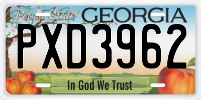 GA license plate PXD3962