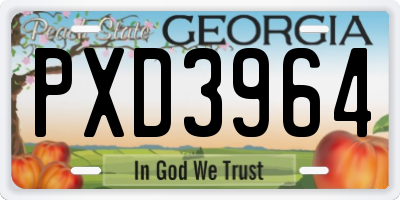 GA license plate PXD3964