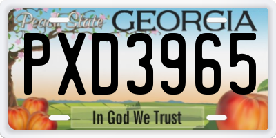 GA license plate PXD3965