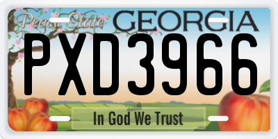 GA license plate PXD3966