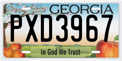 GA license plate PXD3967