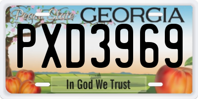 GA license plate PXD3969