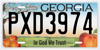 GA license plate PXD3974
