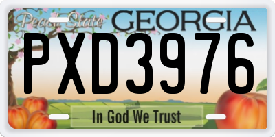 GA license plate PXD3976