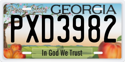 GA license plate PXD3982