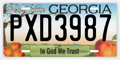 GA license plate PXD3987