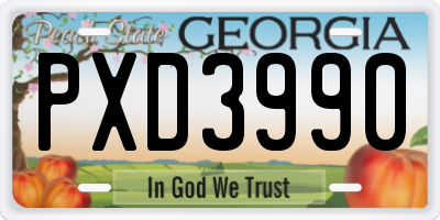 GA license plate PXD3990
