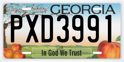 GA license plate PXD3991