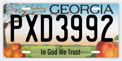 GA license plate PXD3992