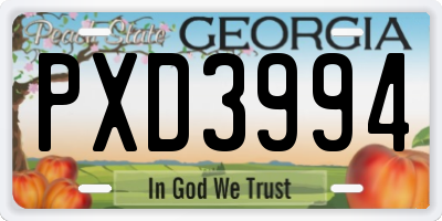 GA license plate PXD3994
