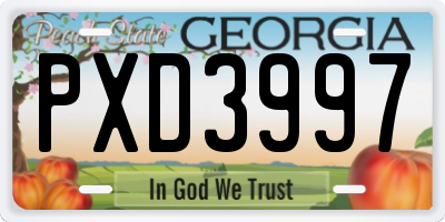 GA license plate PXD3997