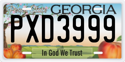 GA license plate PXD3999