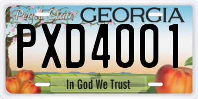 GA license plate PXD4001