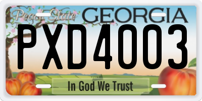 GA license plate PXD4003