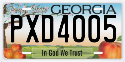 GA license plate PXD4005