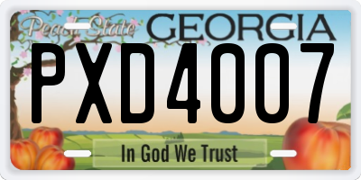 GA license plate PXD4007