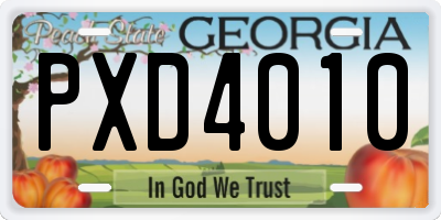 GA license plate PXD4010