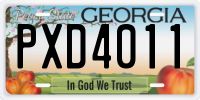 GA license plate PXD4011