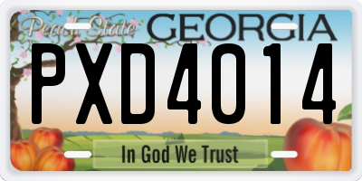 GA license plate PXD4014
