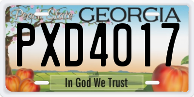 GA license plate PXD4017