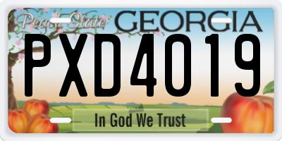 GA license plate PXD4019