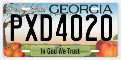 GA license plate PXD4020
